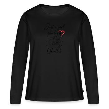 Frau Mädchen Liebe Herz Gorilla - Frauen Premium Bio Langarmshirt - Schwarz - Vorne - Julia (174cm)