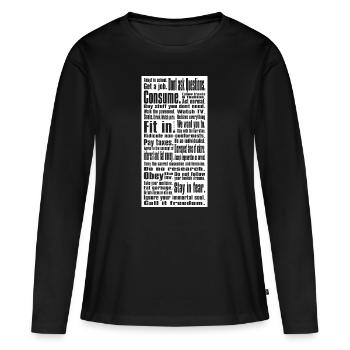 Obéir beaucoup I Say Penseur socio-critique - T-shirt manches longues Premium bio Femme - noir - Devant - Julia (174cm)