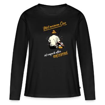 Opa Angeln Enkel Ruhe Aufregend Angler Fischer - Frauen Premium Bio Langarmshirt - Schwarz - Vorne - Julia (174cm)