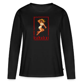 Pixel Pinup Beach - Women's Premium Organic Long Sleeve Shirt - black - Front - Julia (174cm)