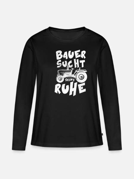 Bauer sucht seine ruhe Landwirt Traktor Geschenk - Frauen Premium Bio Langarmshirt - Schwarz