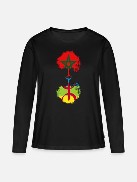 Marokko & Amazigh - Frauen Premium Bio Langarmshirt - Schwarz