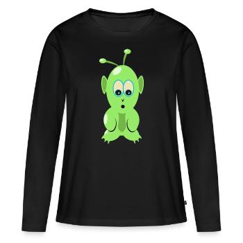 T-shirt martien, pour alien et OVNI fan - T-shirt manches longues Premium bio Femme - noir - Devant - Julia (174cm)