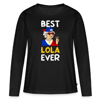 Meilleure Lola de tous les temps / Tagalog Grandma, Philippines - T-shirt manches longues Premium bio Femme - noir - Devant - Julia (174cm)