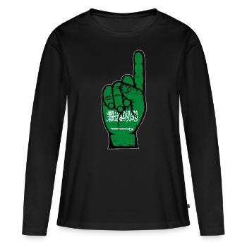 Drapeau de l’Arabie Saoudite numéro 1 utilisé - T-shirt manches longues Premium bio Femme - noir - Devant - Julia (174cm)
