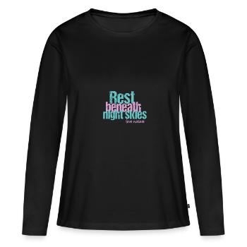 Tranquillité sous le ciel nocturne - T-shirt manches longues Premium bio Femme - noir - Devant - Julia (174cm)