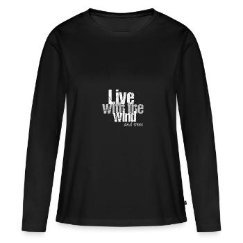 Leben mit Wind und Bäumen - Frauen Premium Bio Langarmshirt - Schwarz - Vorne - Julia (174cm)