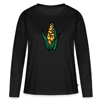 Corn maïs maïs corncob - T-shirt manches longues Premium bio Femme - noir - Devant - Julia (174cm)