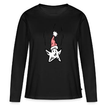 Merry Christmas star - Women's Premium Organic Long Sleeve Shirt - black - Front - Julia (174cm)