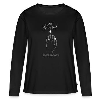 Juste marié jusqu’à présent si bon ring ringer - T-shirt manches longues Premium bio Femme - noir - Devant - Julia (174cm)