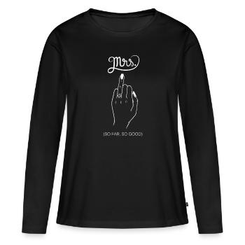 Mrs Hochzeit Heiraten Ringfinger Ring - Frauen Premium Bio Langarmshirt - Schwarz - Vorne - Julia (174cm)