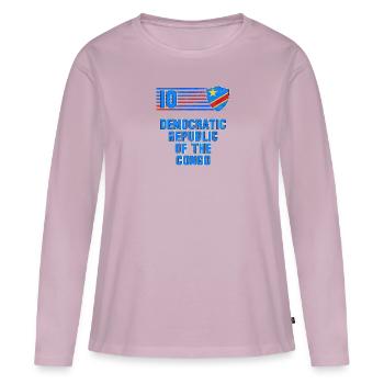 Demokratische Republik Kongo Fußball Mannschaft - Frauen Premium Bio Langarmshirt - Altrosa - Vorne - Julia (174cm)