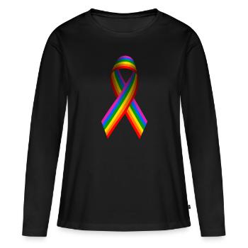Boucle pour la diversité, la tolérance et la paix - T-shirt manches longues Premium bio Femme - noir - Devant - Julia (174cm)