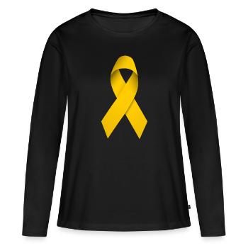 gelbe Schleife - Frauen Premium Bio Langarmshirt - Schwarz - Vorne - Julia (174cm)