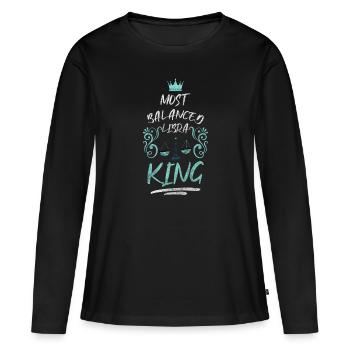 Constellation de la Balance Octobre Superstition - T-shirt manches longues Premium bio Femme - noir - Devant - Julia (174cm)