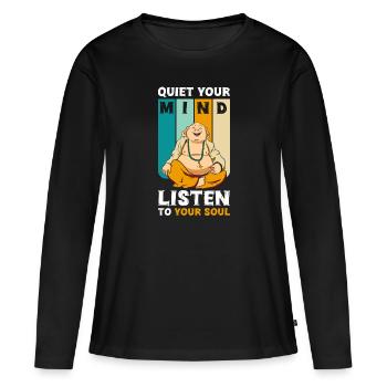 Relaxation de la conscience spirituelle - T-shirt manches longues Premium bio Femme - noir - Devant - Julia (174cm)