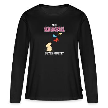 Schlagballerin Ostern Schlagballspielerin - Frauen Premium Bio Langarmshirt - Schwarz - Vorne - Julia (174cm)
