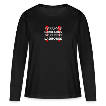 Wir sind bei so vielen Dieben 2 - Frauen Premium Bio Langarmshirt - Schwarz - Vorne - Julia (174cm)