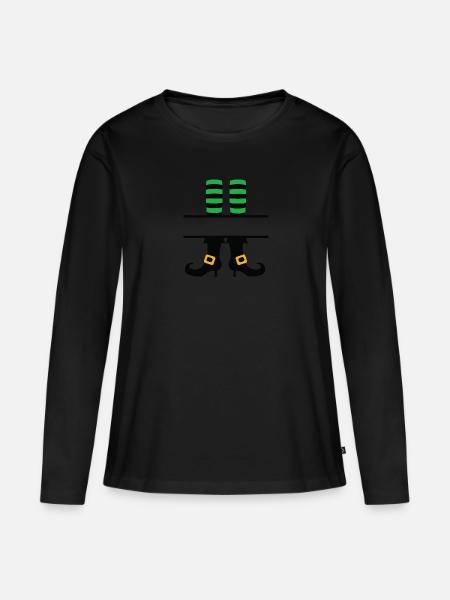 Hexenbeine Monogramm geteilt - Frauen Premium Bio Langarmshirt - Schwarz