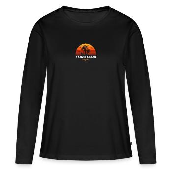 Retro Pacific Beach Kalifornien Sonnenuntergang Cool - Frauen Premium Bio Langarmshirt - Schwarz - Vorne - Julia (174cm)