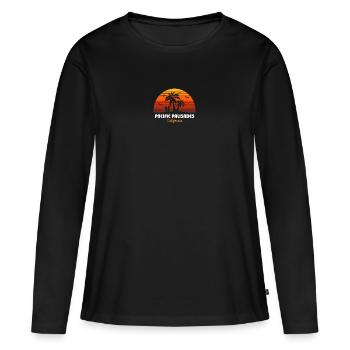 Retro Pacific Palisades California Sunset Cool - Frauen Premium Bio Langarmshirt - Schwarz - Vorne - Julia (174cm)