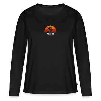 Retro Nassau Bahamas Sonnenuntergang Cool Vintage Urlaub - Frauen Premium Bio Langarmshirt - Schwarz - Vorne - Julia (174cm)