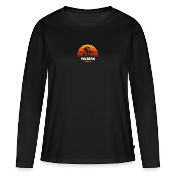 Retro Yucatan Mexique Coucher de soleil Vacances vintage fraîches - T-shirt manches longues Premium bio Femme - noir - Devant - Julia (174cm)
