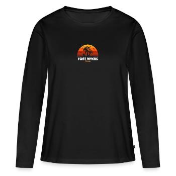 Retro Fort Myers Florida Sonnenuntergang Cool Vintage - Frauen Premium Bio Langarmshirt - Schwarz - Vorne - Julia (174cm)