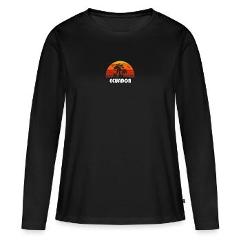 Retro Ecuador Sonnenuntergang Cool Vintage Urlaub - Frauen Premium Bio Langarmshirt - Schwarz - Vorne - Julia (174cm)