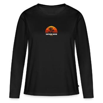 Retro Daytona Beach Florida Sonnenuntergang Cool Vintage - Frauen Premium Bio Langarmshirt - Schwarz - Vorne - Julia (174cm)