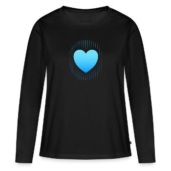 coeur bleu lignes bleues - T-shirt manches longues Premium bio Femme - noir - Devant - Julia (174cm)
