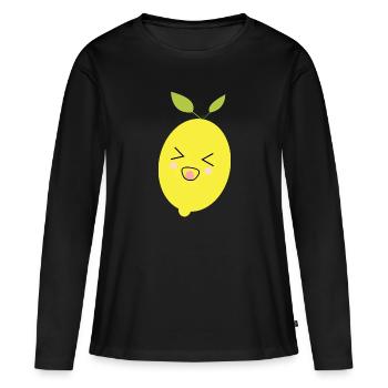 Kawaii Citron Kawaii Fruits Kawaii Kids Design - T-shirt manches longues Premium bio Femme - noir - Devant - Julia (174cm)