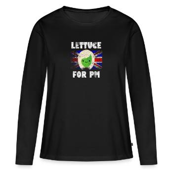 Lettuce For PM Meme, Liz Truss Funny Satire - Women's Premium Organic Long Sleeve Shirt - black - Front - Julia (174cm)