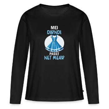 Damen Mei Dirndl Tracht Bayrisch Trachten Ersatz - Frauen Premium Bio Langarmshirt - Schwarz - Vorne - Julia (174cm)