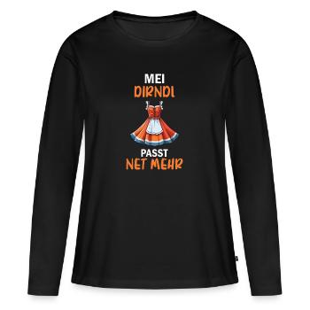 Damen Mei Dirndl Tracht Bayrisch Trachten Ersatz - Frauen Premium Bio Langarmshirt - Schwarz - Vorne - Julia (174cm)
