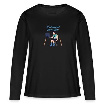 Professionnel, Bureau à domicile, Travail, Bureau - T-shirt manches longues Premium bio Femme - noir - Devant - Julia (174cm)