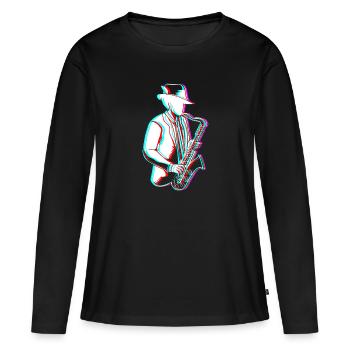 Saxophoniste saxophoniste - T-shirt manches longues Premium bio Femme - noir - Devant - Julia (174cm)