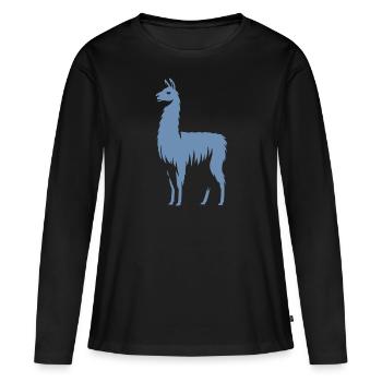 Het Silhouet van de lama - Vrouwen Premium Bio shirt met lange mouwen - zwart - Voor - Julia (174cm)