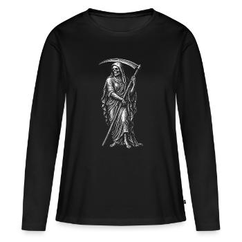 Faucheuse avec la faux - T-shirt manches longues Premium bio Femme - noir - Devant - Julia (174cm)