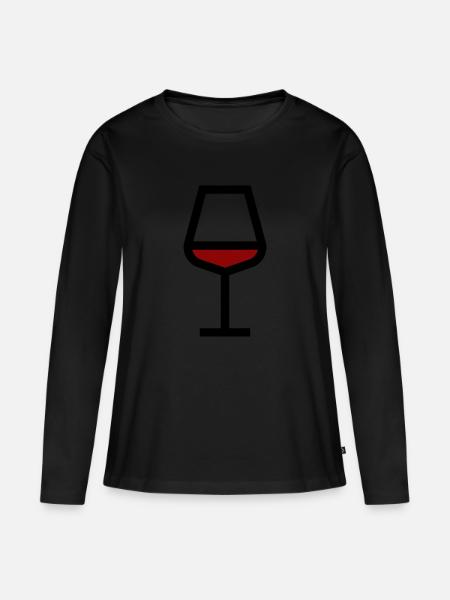 Rotweinglas, Rotwein - Frauen Premium Bio Langarmshirt - Schwarz