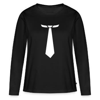 Tie imprint on shirt - Women's Premium Organic Long Sleeve Shirt - black - Front - Julia (174cm)
