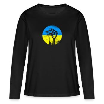 Ukraine - Frauen Premium Bio Langarmshirt - Schwarz - Vorne - Julia (174cm)