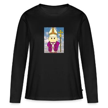 Pape au paradis - T-shirt manches longues Premium bio Femme - noir - Devant - Julia (174cm)