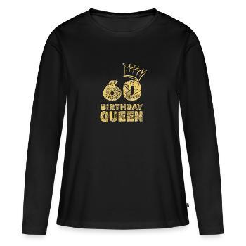 60 ans - T-shirt manches longues Premium bio Femme - noir - Devant - Julia (174cm)