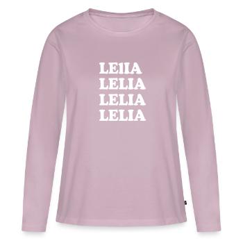 Lelia comme nom - T-shirt manches longues Premium bio Femme - rose poudré - Devant - Julia (174cm)