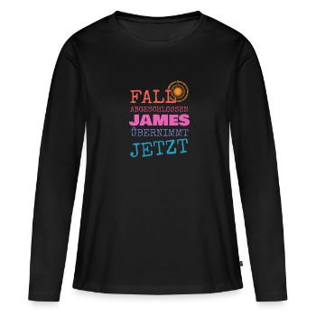 Prénom James - T-shirt manches longues Premium bio Femme - noir - Devant - Julia (174cm)