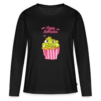 Halloween cupcake muffin cake baking sweets - Women's Premium Organic Long Sleeve Shirt - black - Front - Julia (174cm)