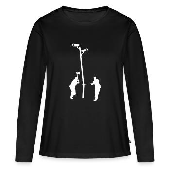 Surveillance par caméra - T-shirt manches longues Premium bio Femme - noir - Devant - Julia (174cm)