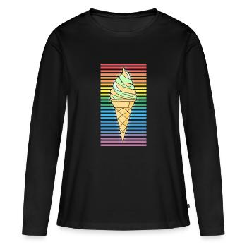 Eis - Frauen Premium Bio Langarmshirt - Schwarz - Vorne - Julia (174cm)