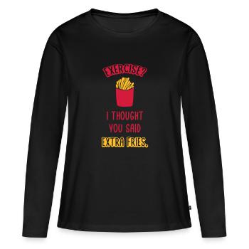 Exercice Extra Fries Citation - T-shirt manches longues Premium bio Femme - noir - Devant - Julia (174cm)